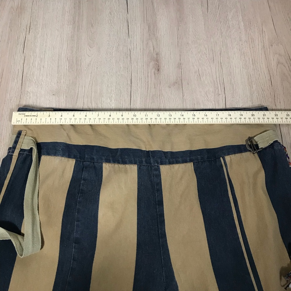 Free People Marjorie Wide-Leg Pants High Waist Tan/Black Striped Women’s size M - Picture 9 of 15